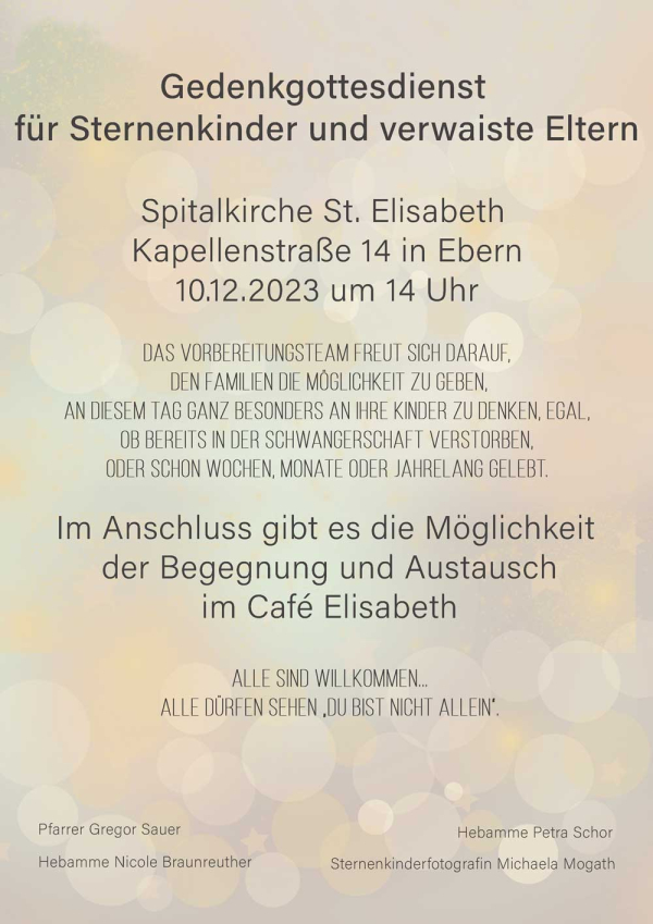 Gedenkgottesdienst f&uuml;r Sternenkinder und verwaiste Eltern