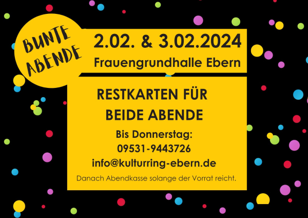 Restkarten f&uuml;r die Bunten Abende 2024