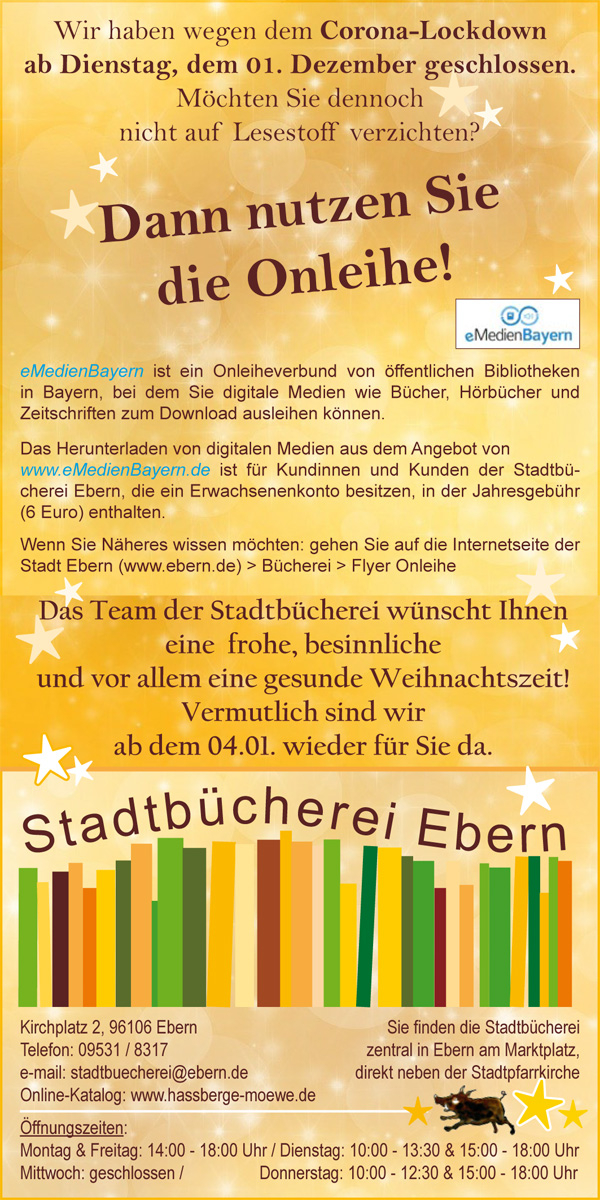 B&uuml;cherei Ebern geschlossen - nutzt die Onleihe
