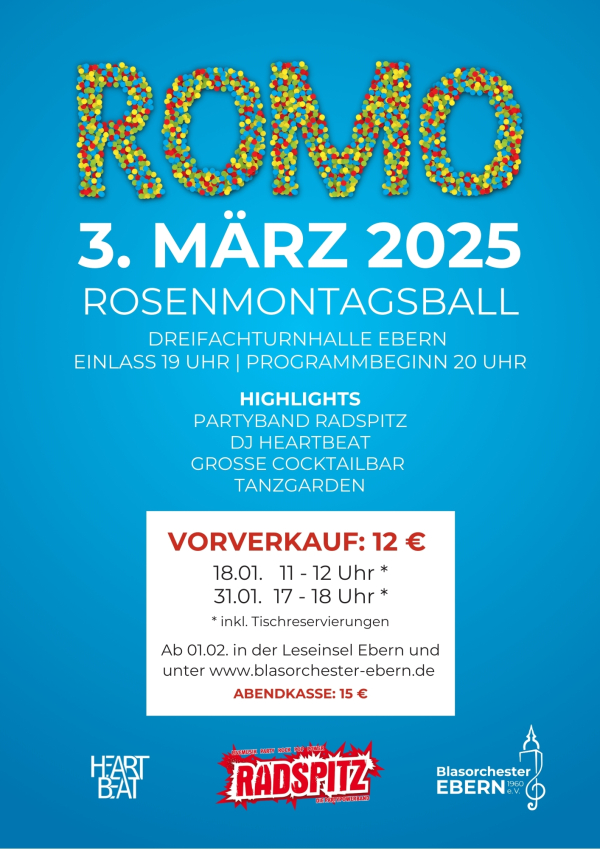 Kartenvorverkauf Rosenmontagsball 2025 startet
