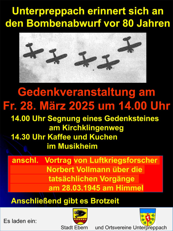 Gedenkstein zu Ehren von Isabella Vollkommer in Unterpreppach &ndash; Bombenabwurf auf Unterpreppach 1945 vor 80 Jahren