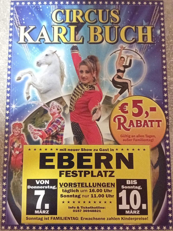 Zauberhafter Circus KARL BUCH f&uuml;r vier Tage in Ebern