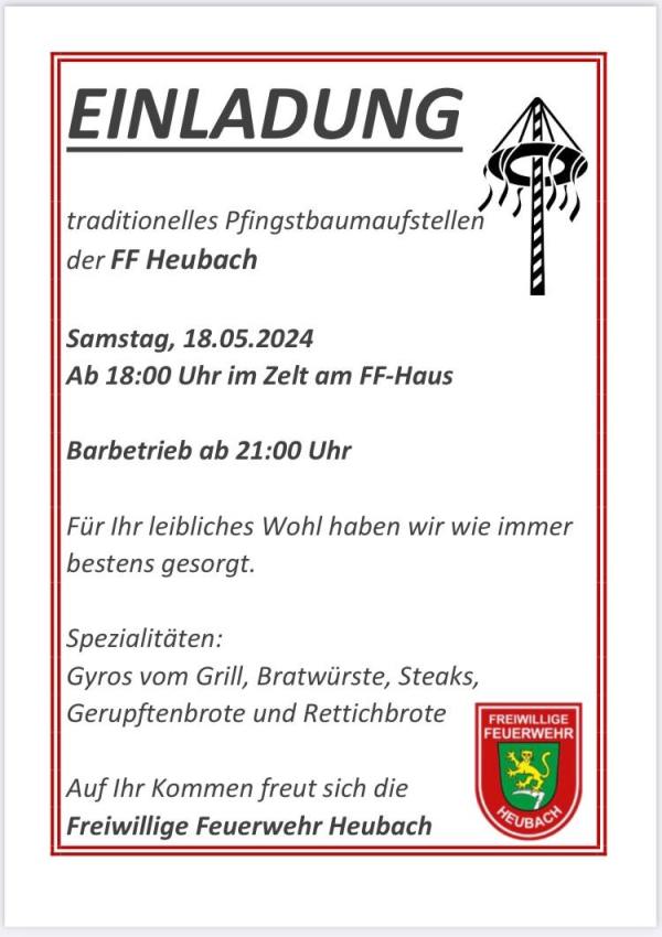 Pfingstbaumaufstellen in Heubach